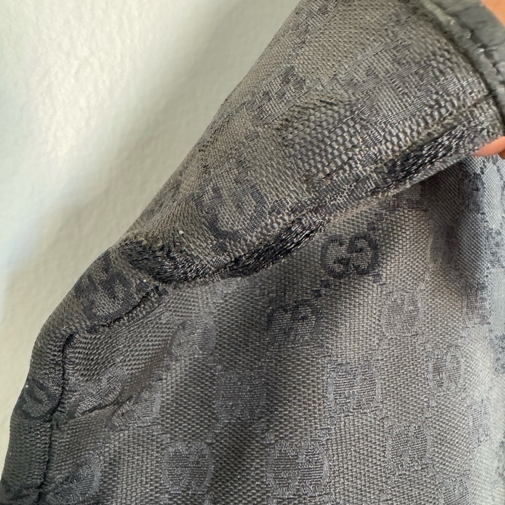 Gucci vintage black monogram tote bag canvas and leather - Picture 6 of 12